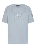 ELENA MIRO` floral-embroidered T-shirt - Blue