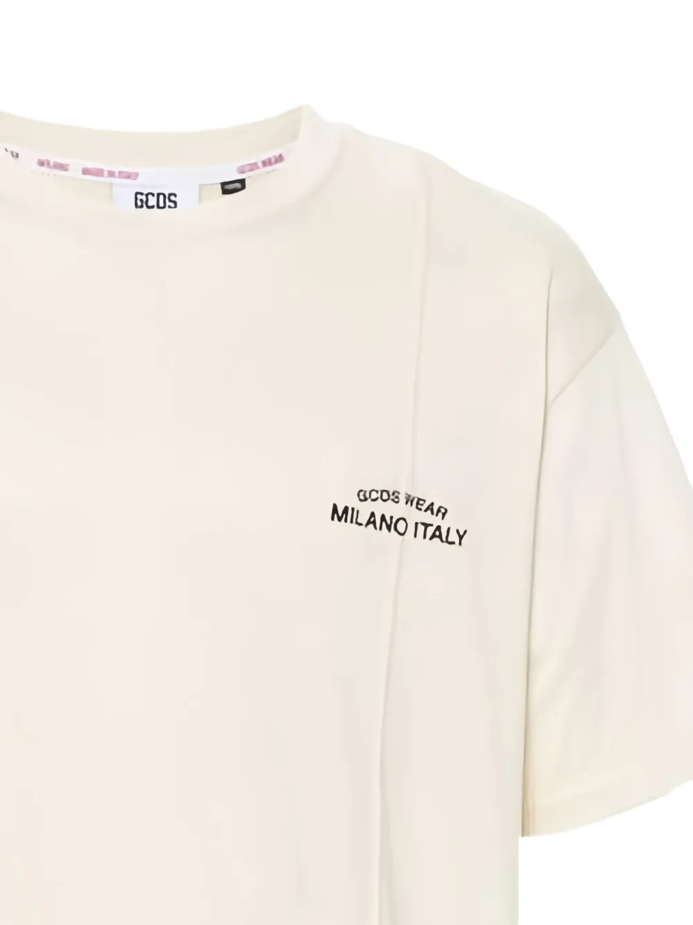 GCDS embroidered-logo cotton T-shirt Beige