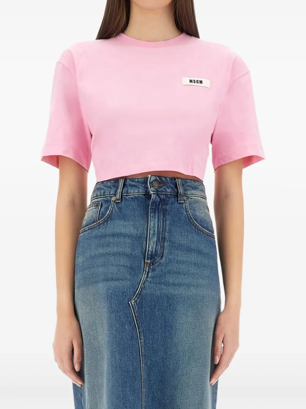 MSGM playera corta con detalle de lazo | rosado | Image 1