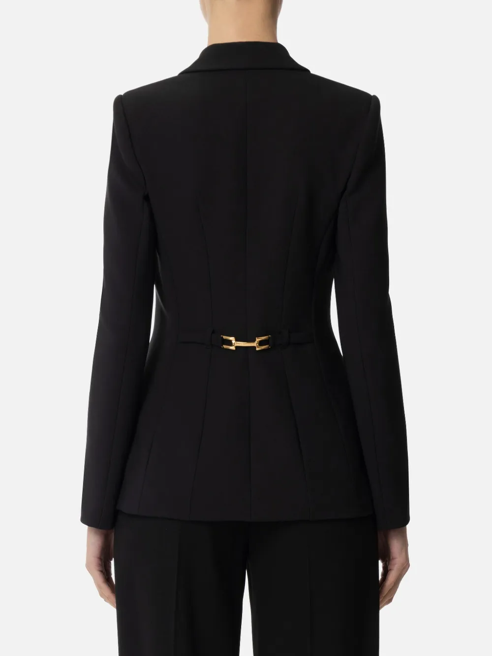 Elisabetta Franchi Crepe Blazer In Black