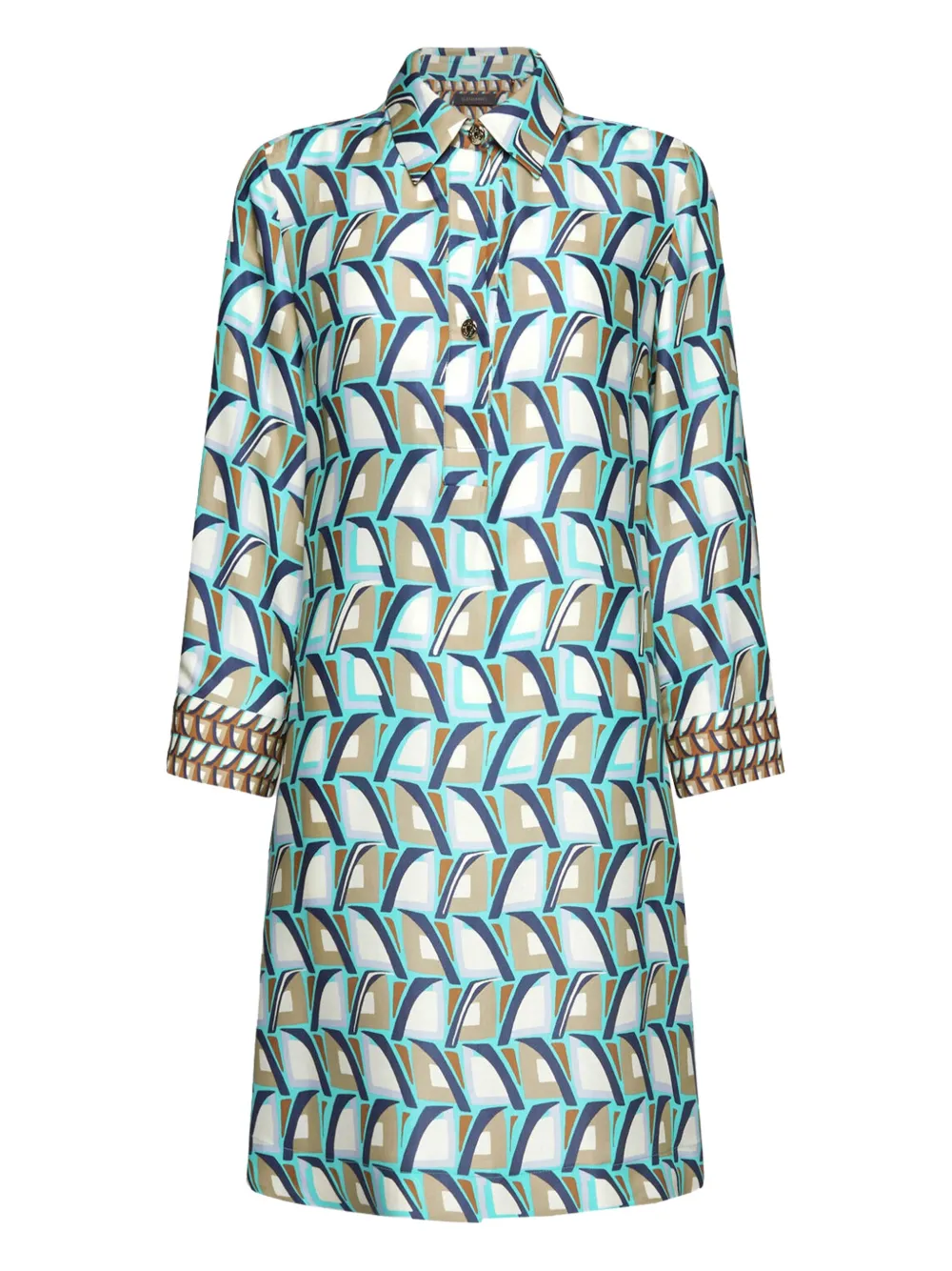 geometric-print midi shirt dress