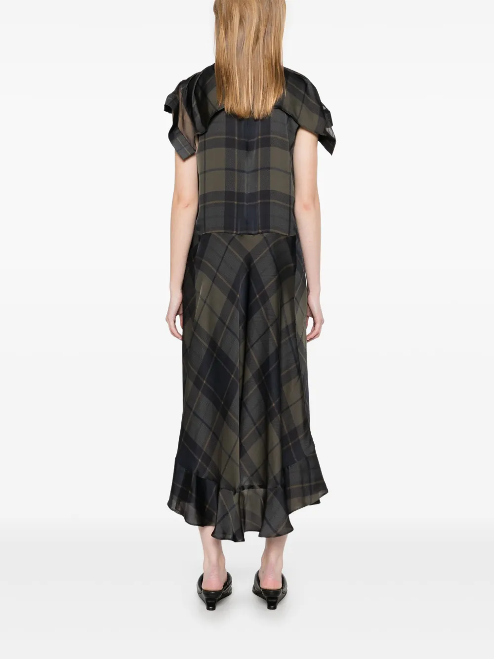 sacai Geruite jurk Zwart