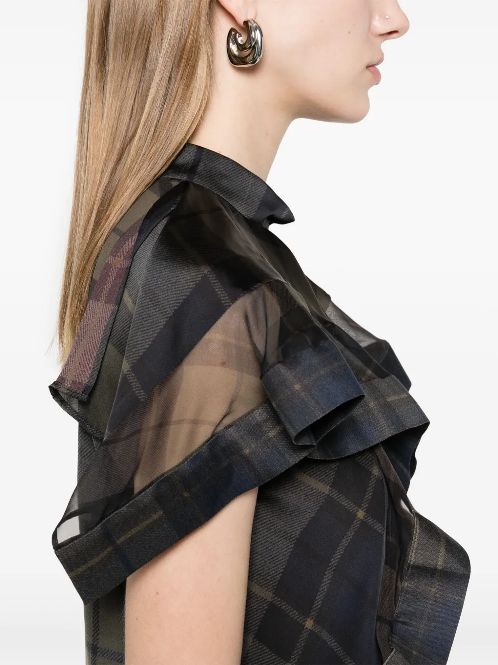 sacai Geruite jurk Zwart