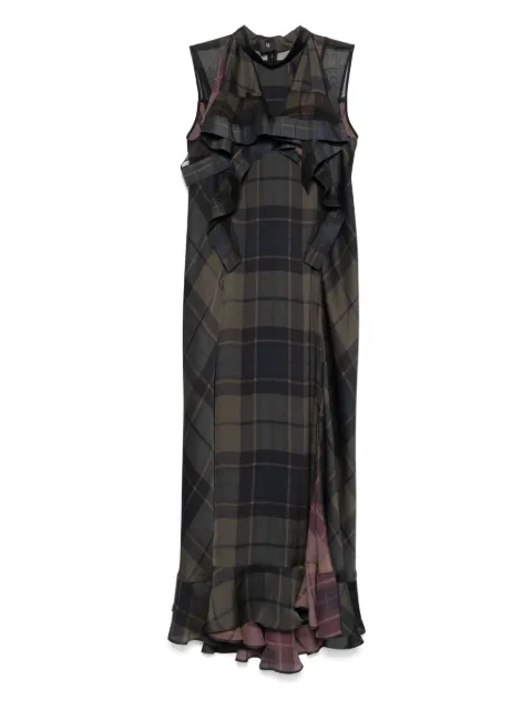 sacai vestido midi con cuadros estampados