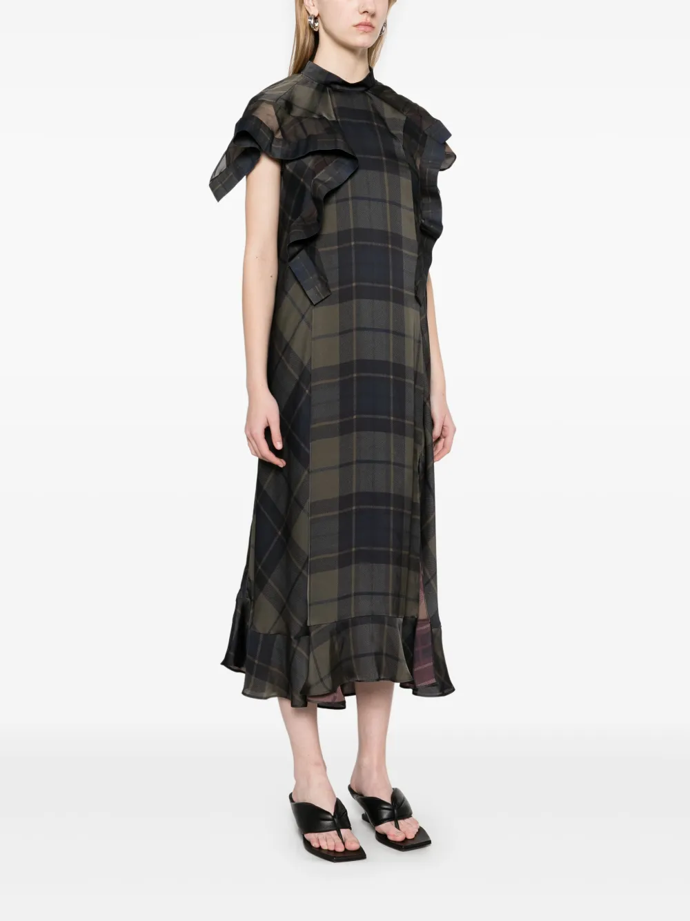 sacai Geruite jurk Zwart