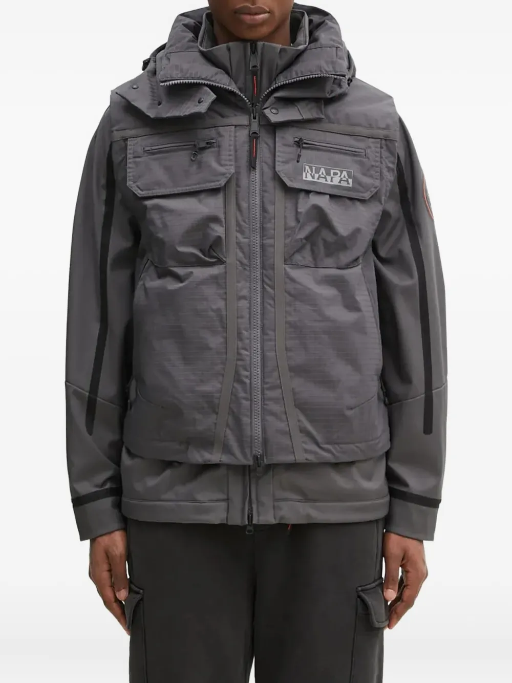 logo-print layered jacket