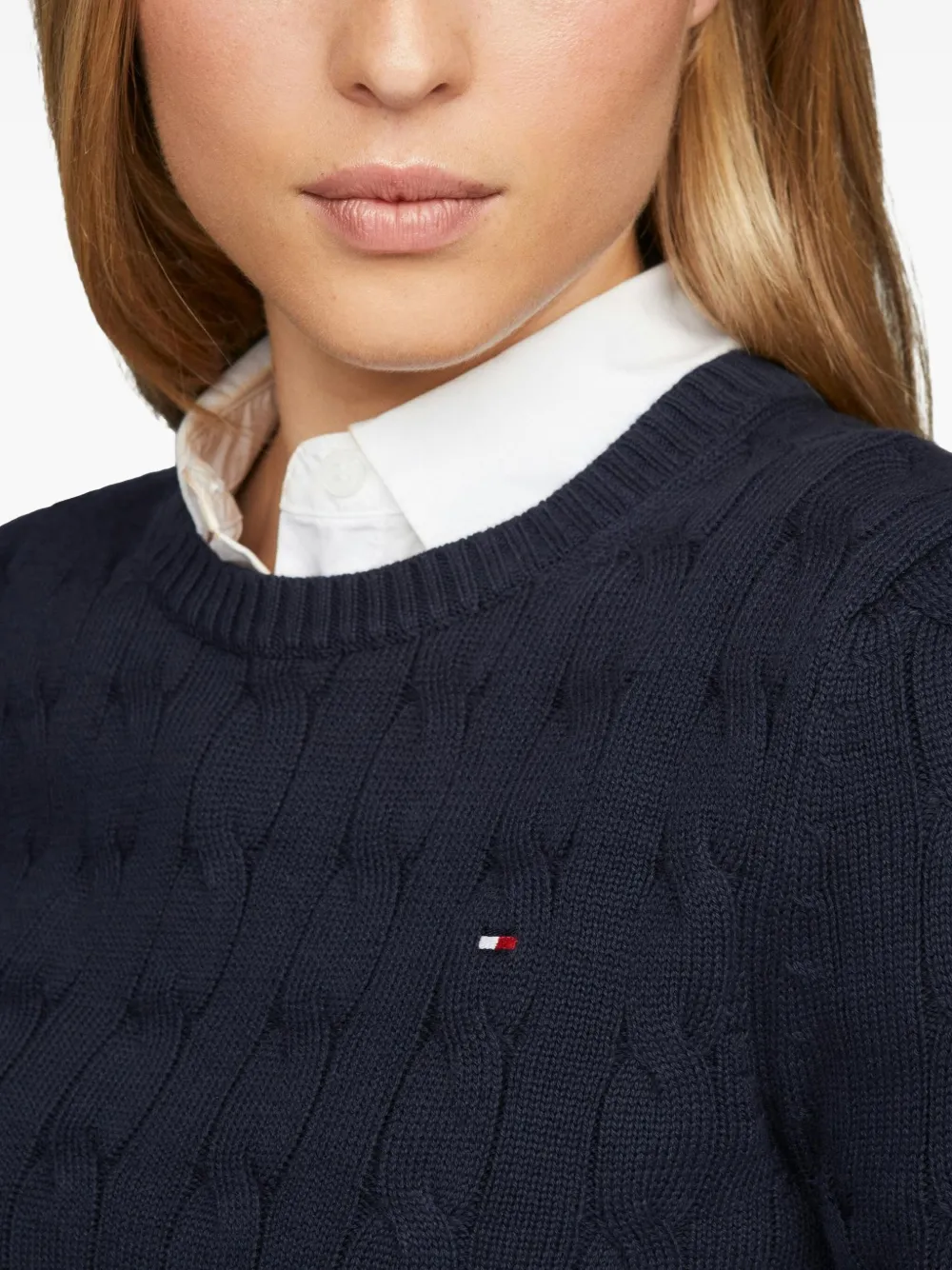 Tommy Hilfiger Kabelgebreide trui Blauw