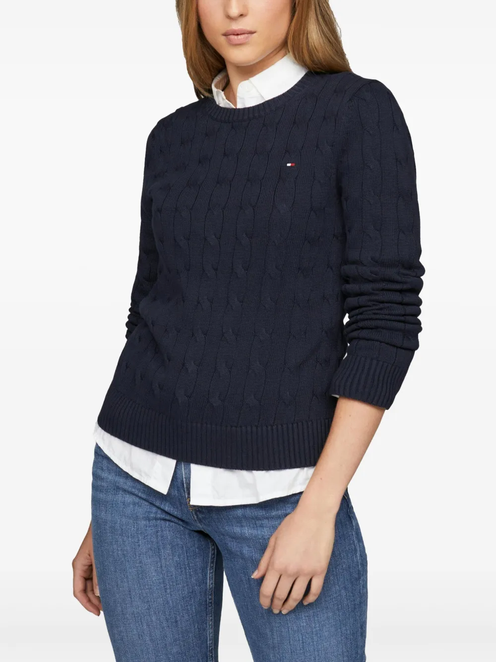 Tommy Hilfiger Kabelgebreide trui Blauw