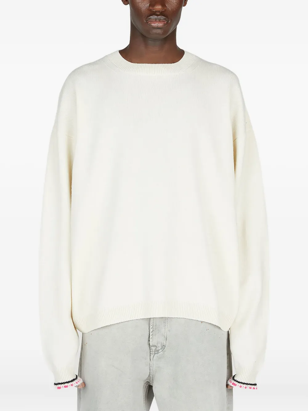 Diomene dropped-shoulder ribbed-cuff sweater | White | Image 1