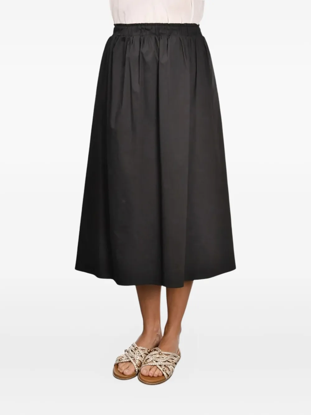 elastic-waist midi skirt