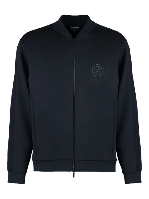 Giorgio Armani zip-front logo-embroidered bomber jacket