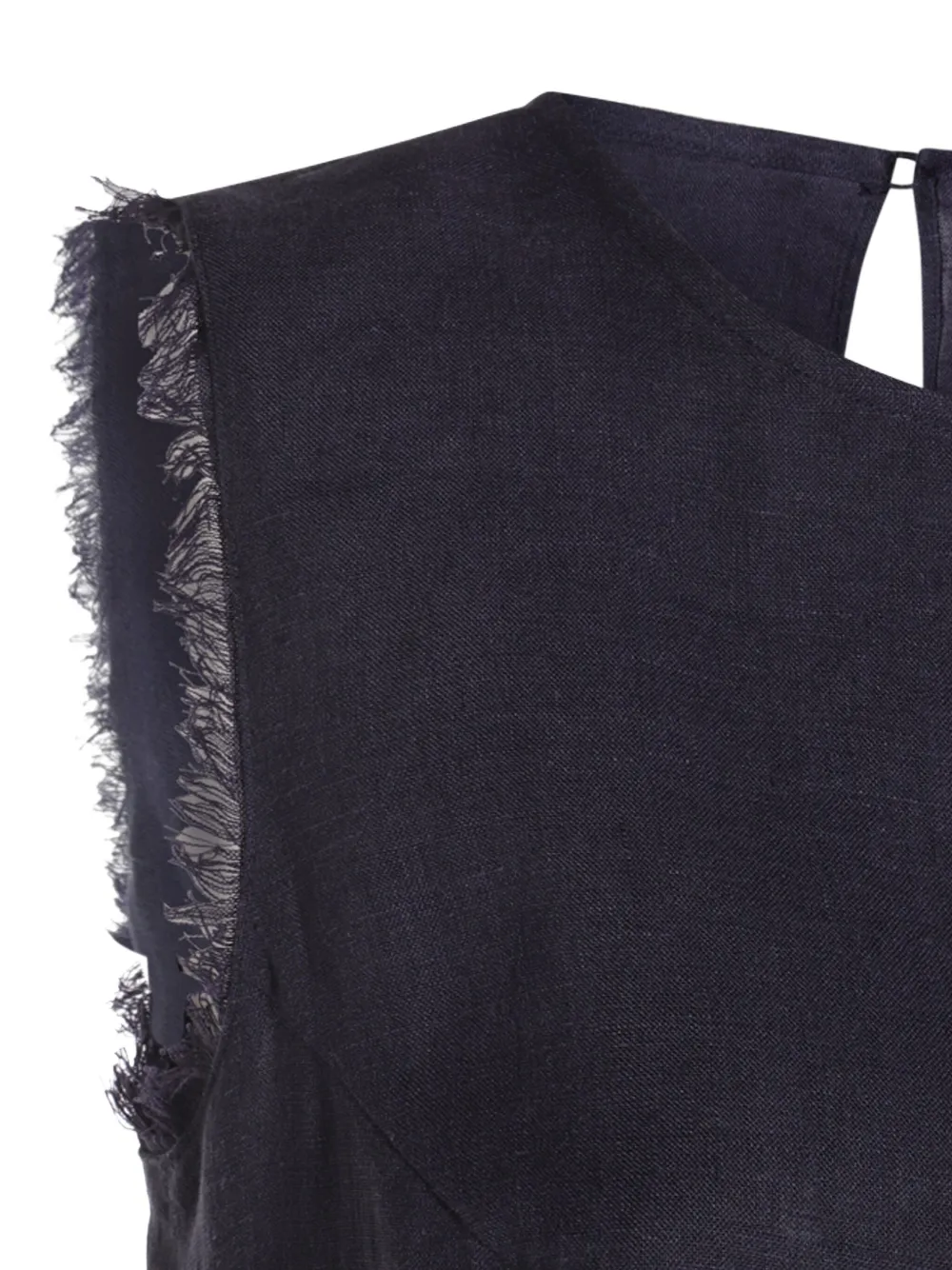 Antonelli Dark Blue Linen Top In Blue