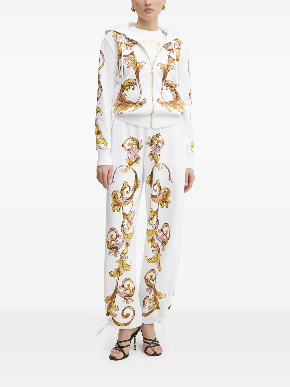 Shop Versace Jeans Couture Outline Barocco Hoodie In White
