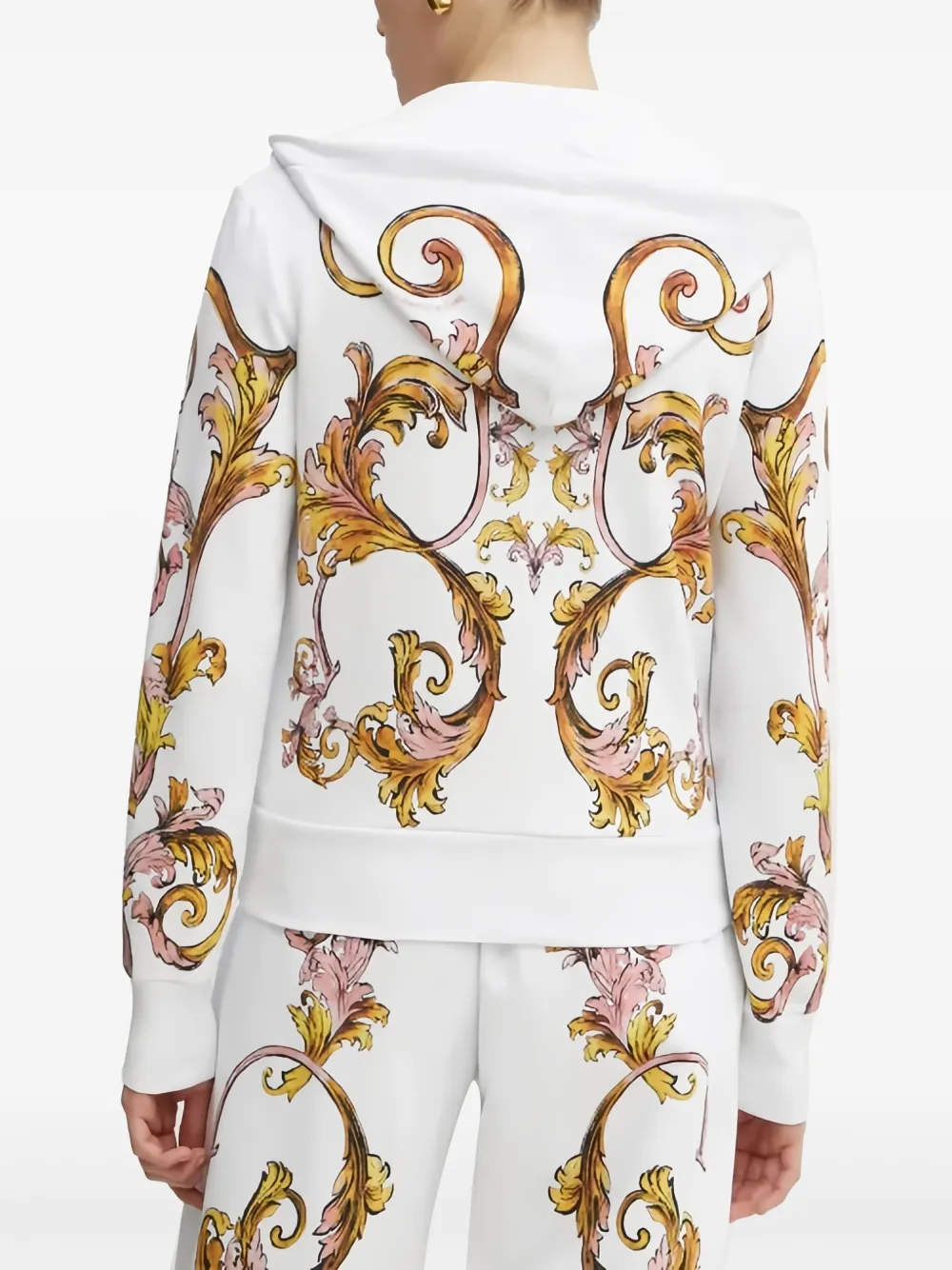 Shop Versace Jeans Couture Outline Barocco Hoodie In White