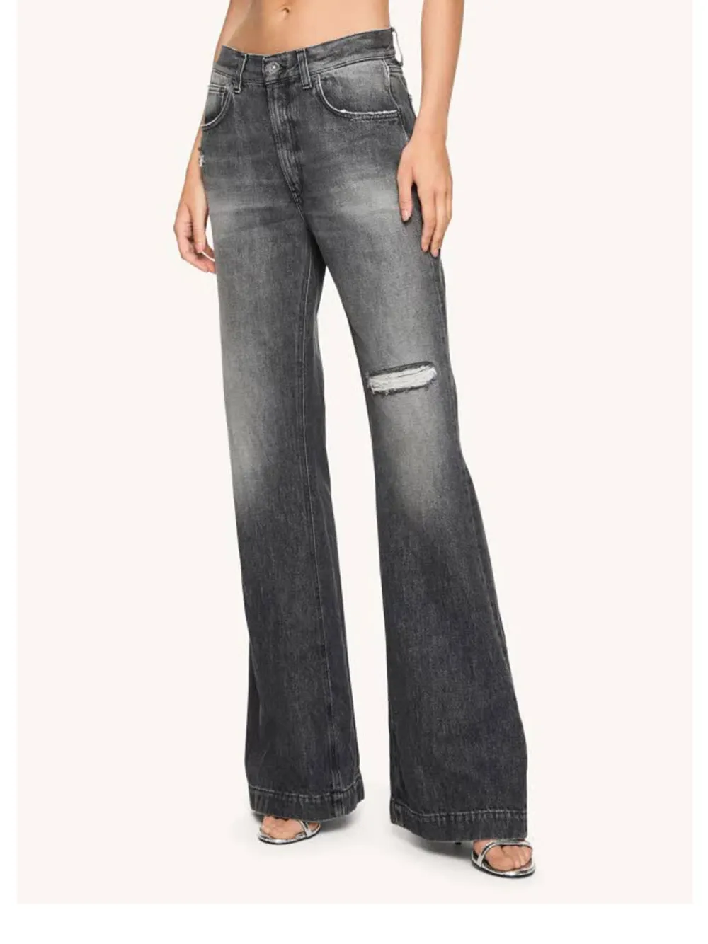 Dondup Olivia Distressed Five-pocket Trousers In Black