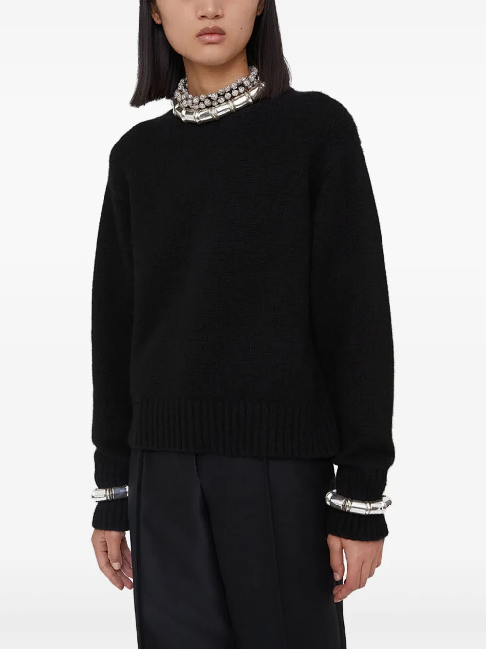 Shop Jil Sander Knitted Jumper In Black
