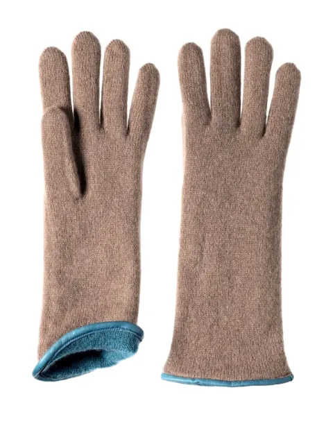 Restelli leather-trimmed cashmere gloves