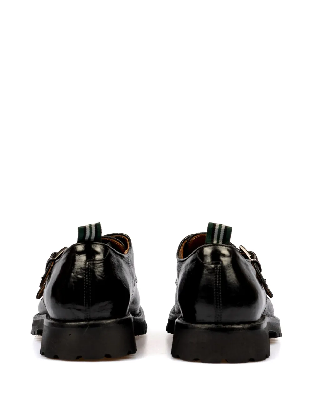 Green George leather monk shoes Black