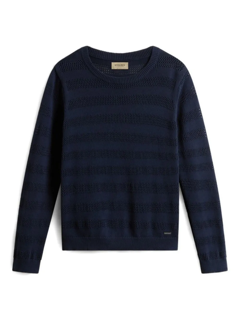 Woolrich Logo Cotton Crewneck Clothing In Blue