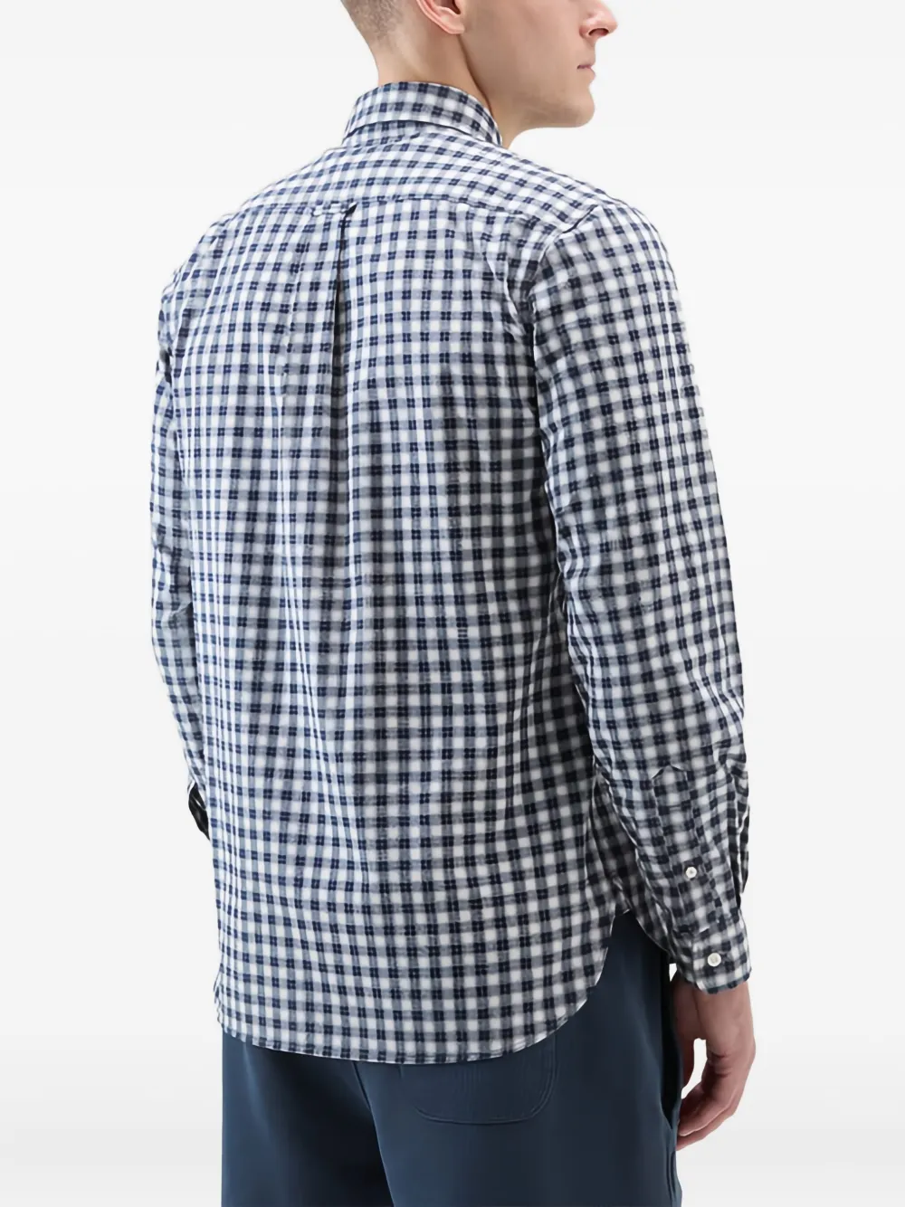 Woolrich Micro-checked Cotton Shirt In Blue