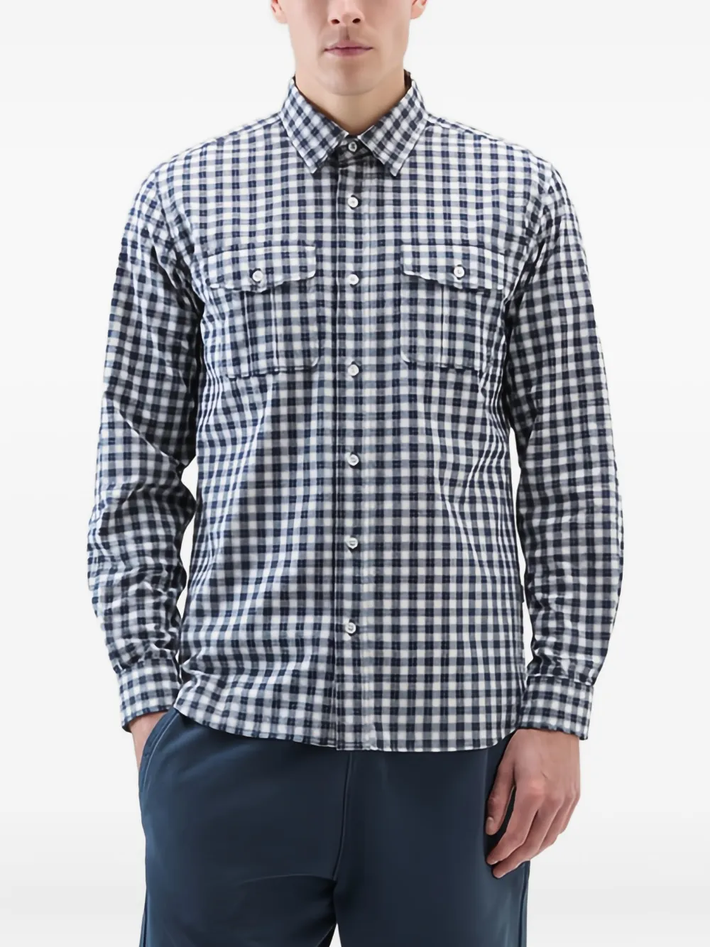 Woolrich micro-checked cotton shirt - Blauw