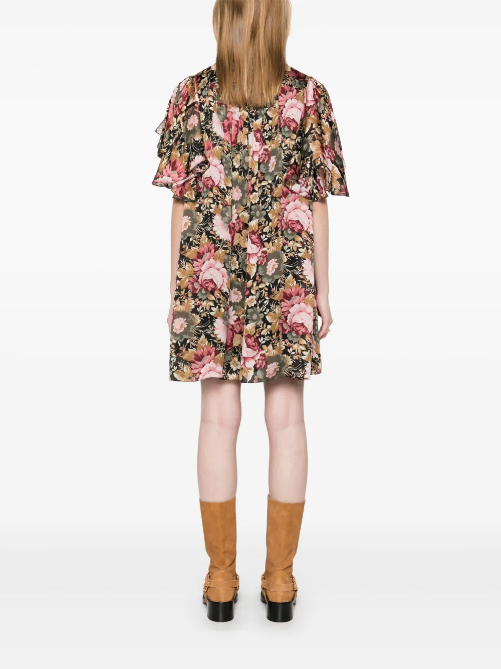 Chloé Mini-jurk met bloemenprint Zwart