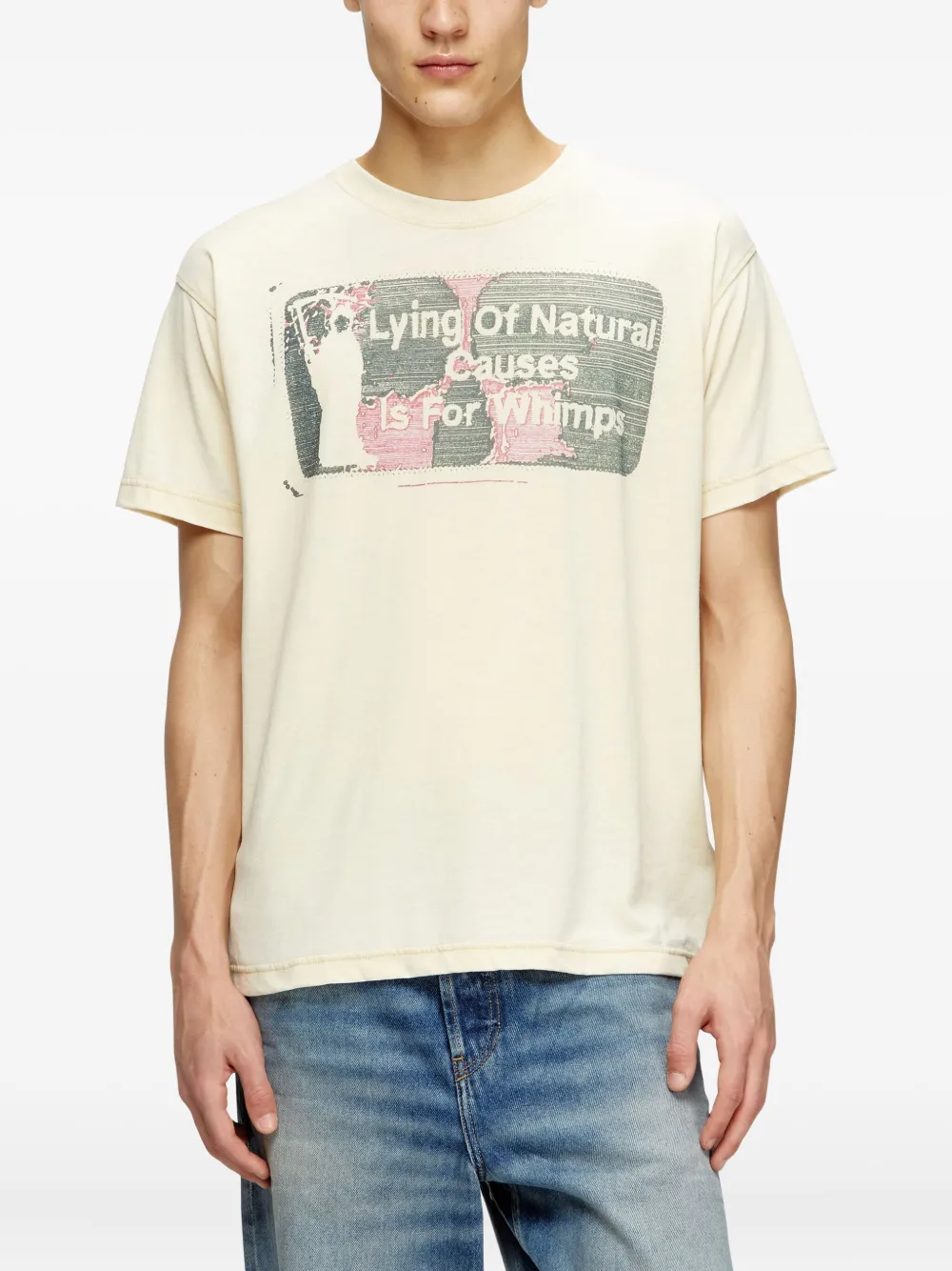 Diesel T-Norm-T2 T-shirt met grafische print Beige