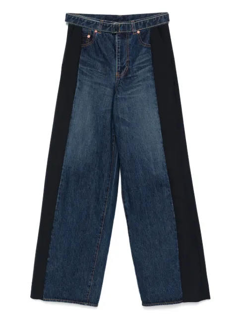 sacai contrast-panel wide-leg jeans 