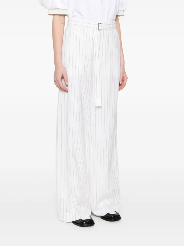 Sacai ストライプ ワイドパンツ | ホワイト | FARFETCH JP