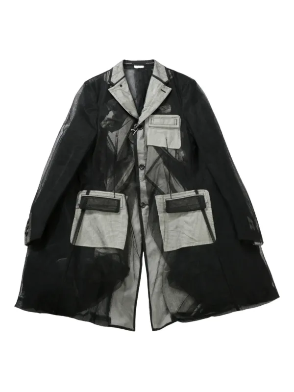 ジャケット・アウター COMME DES GARCONS HOMME PLUS 23AW COAT Comme Des Garçons Homme Plus tulle-inserts Jacket | Black | FARFETCH