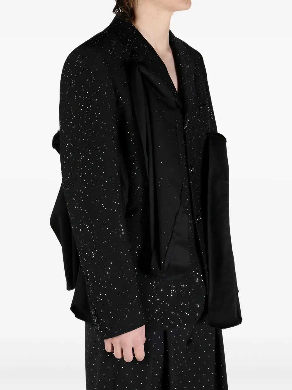 Comme Des Garçons Homme Deux Ruffle-detailing Blazer In Black