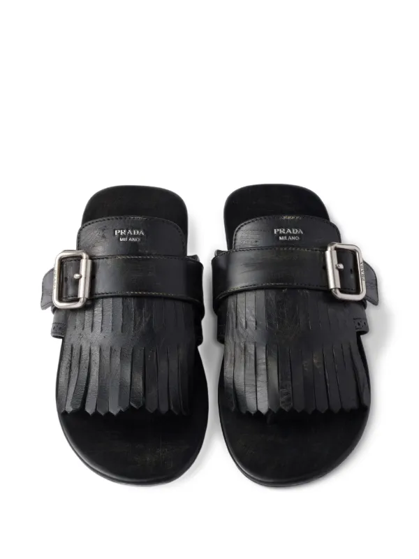 スリッポン PRADA BLACK LEATHER SHUFFLE THONG SLIPPERS 29532677_58526142_600.jpg