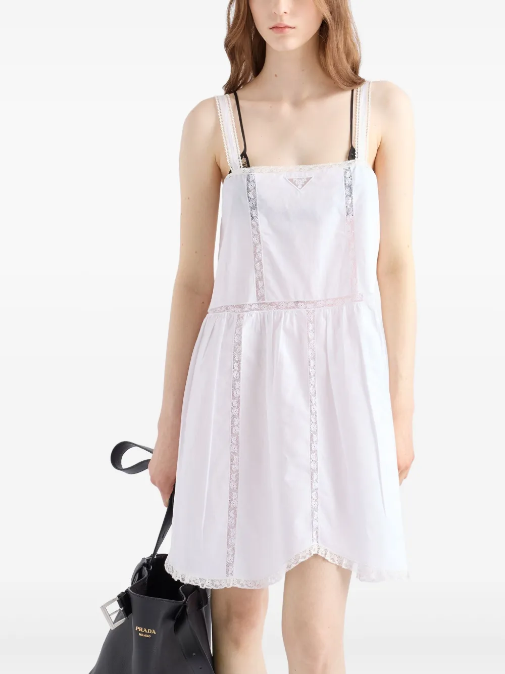 Prada Mini-jurk met geborduurd logo Wit