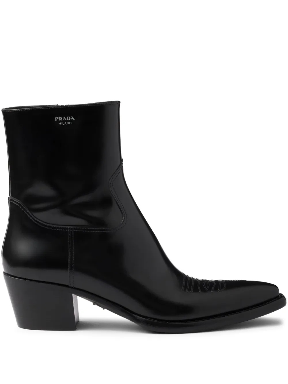 Prada brushed-finish leather boots Black