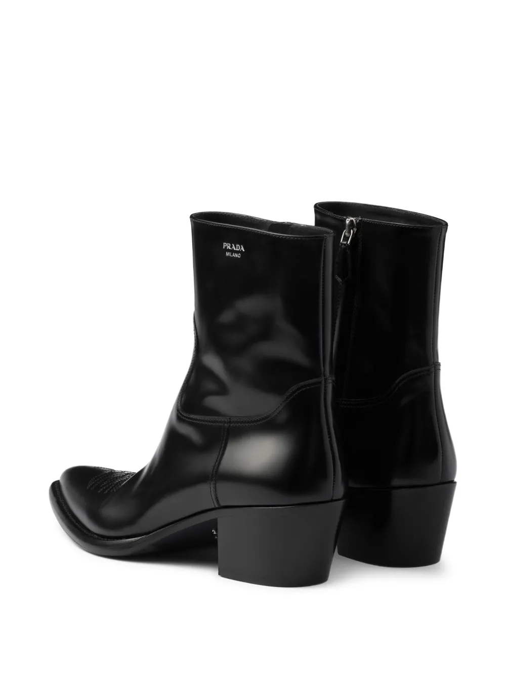 Prada brushed-finish leather boots Black