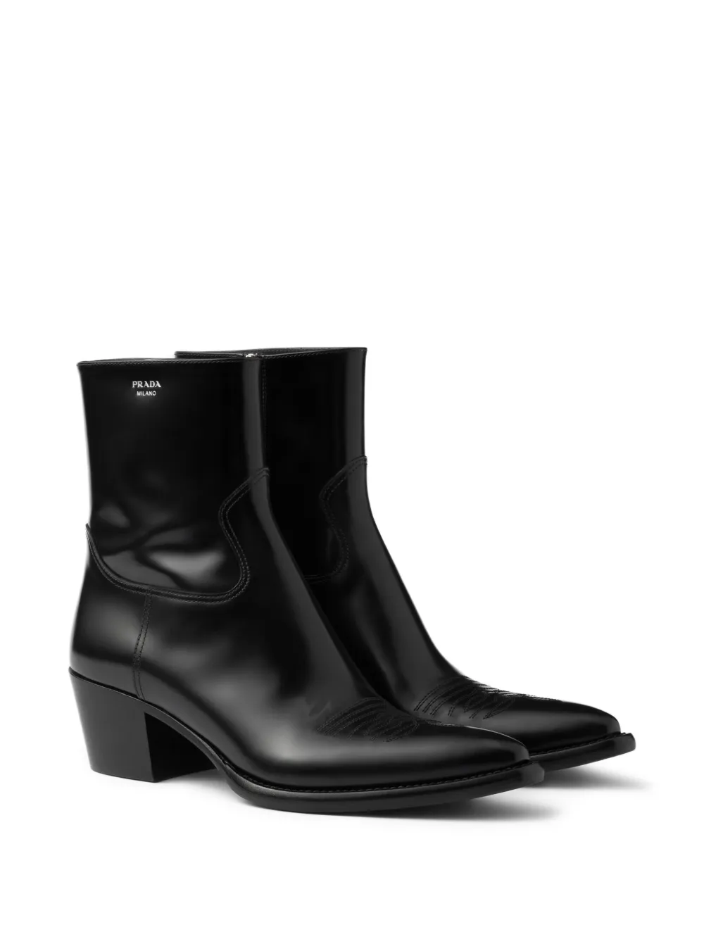 Prada brushed-finish leather boots | Ankle Boots | Image 2