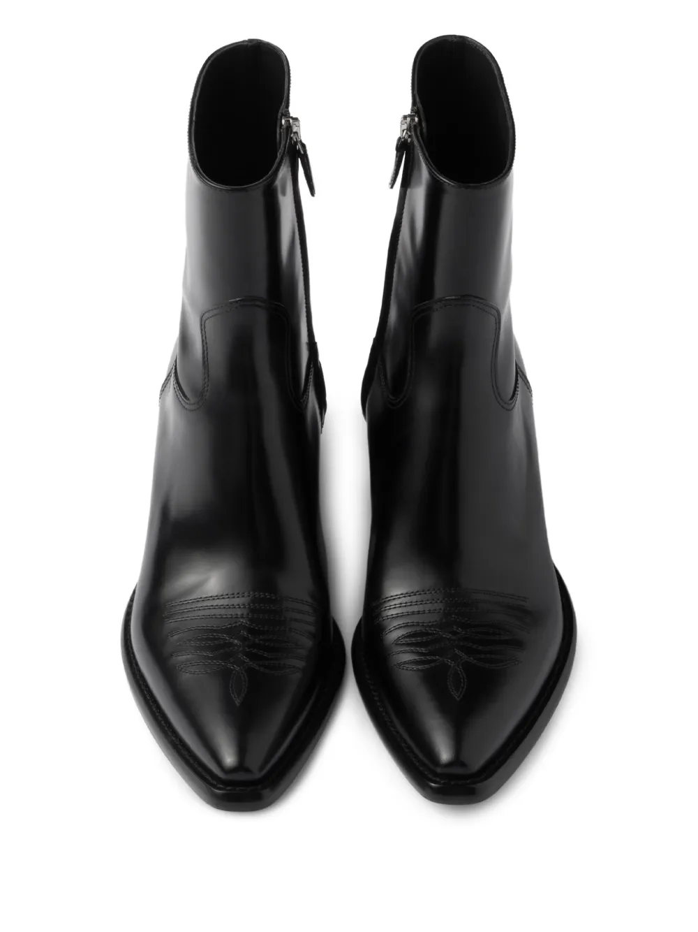 Prada brushed-finish leather boots Black