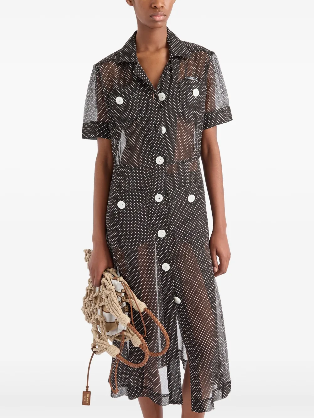 Prada Blousejurk met stippen Zwart