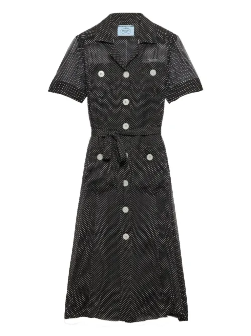 Prada robe-chemise à pois - Noir - Prada - Modalova