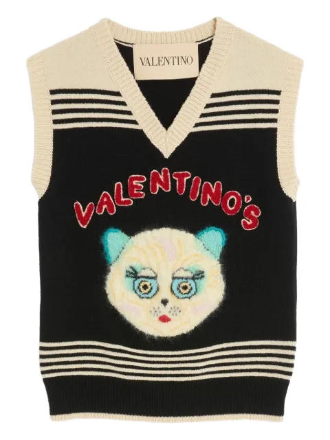 Valentino Garavani cat-motif stripe-detail vest