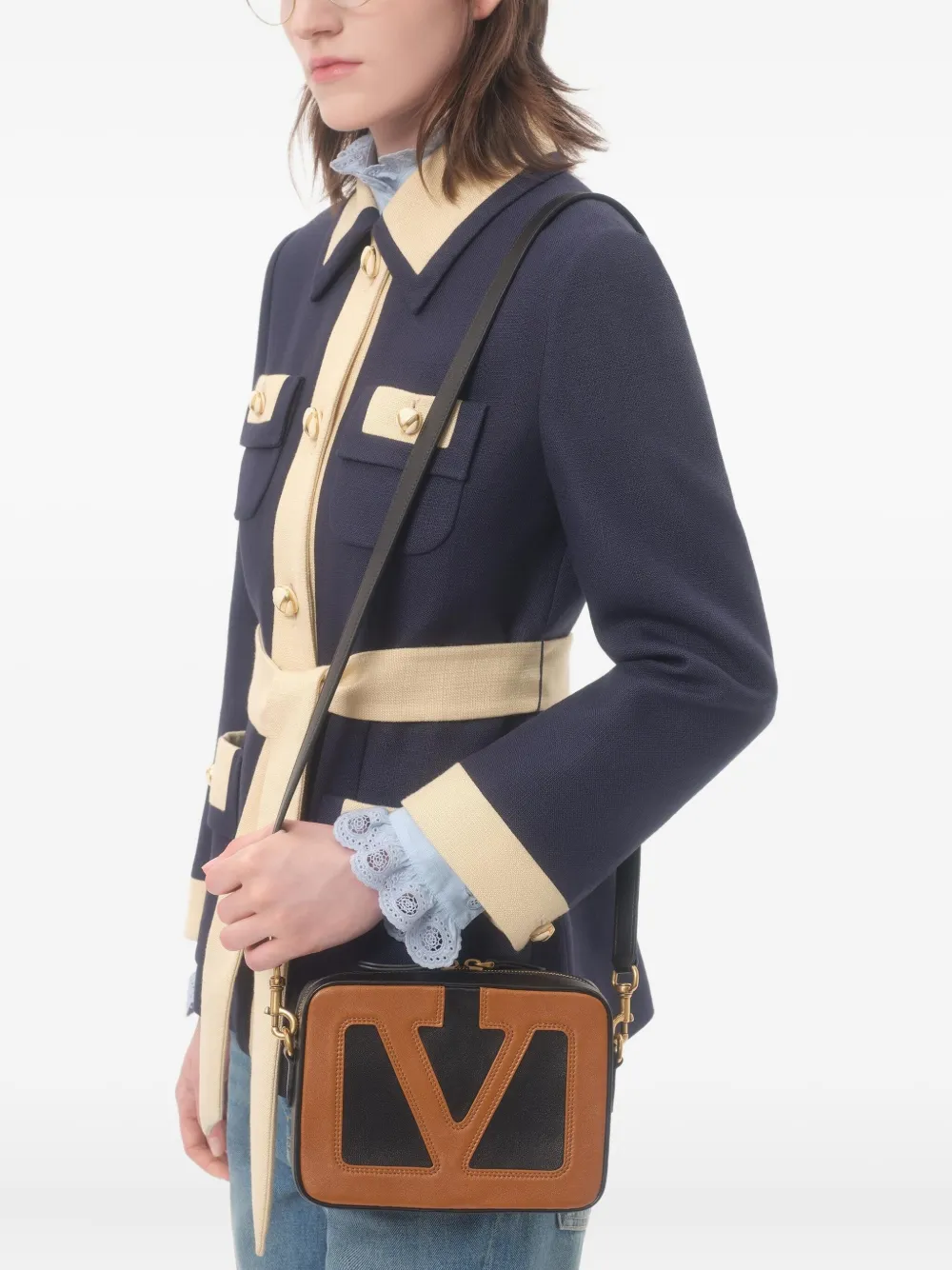 Valentino Garavani Linnen blouse met borduurwerk Blauw