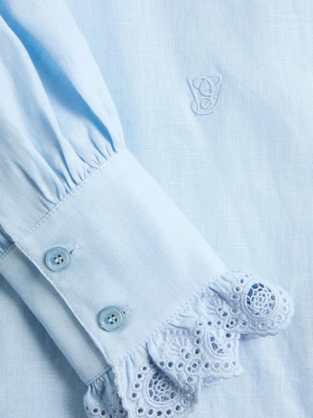 Valentino Garavani Linnen blouse met borduurwerk Blauw