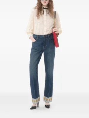 VALENTINO ヴァレンティノ レディース ワイドフィット ジーンズ Valentino Blue wide denim jeans | TheDoubleF
