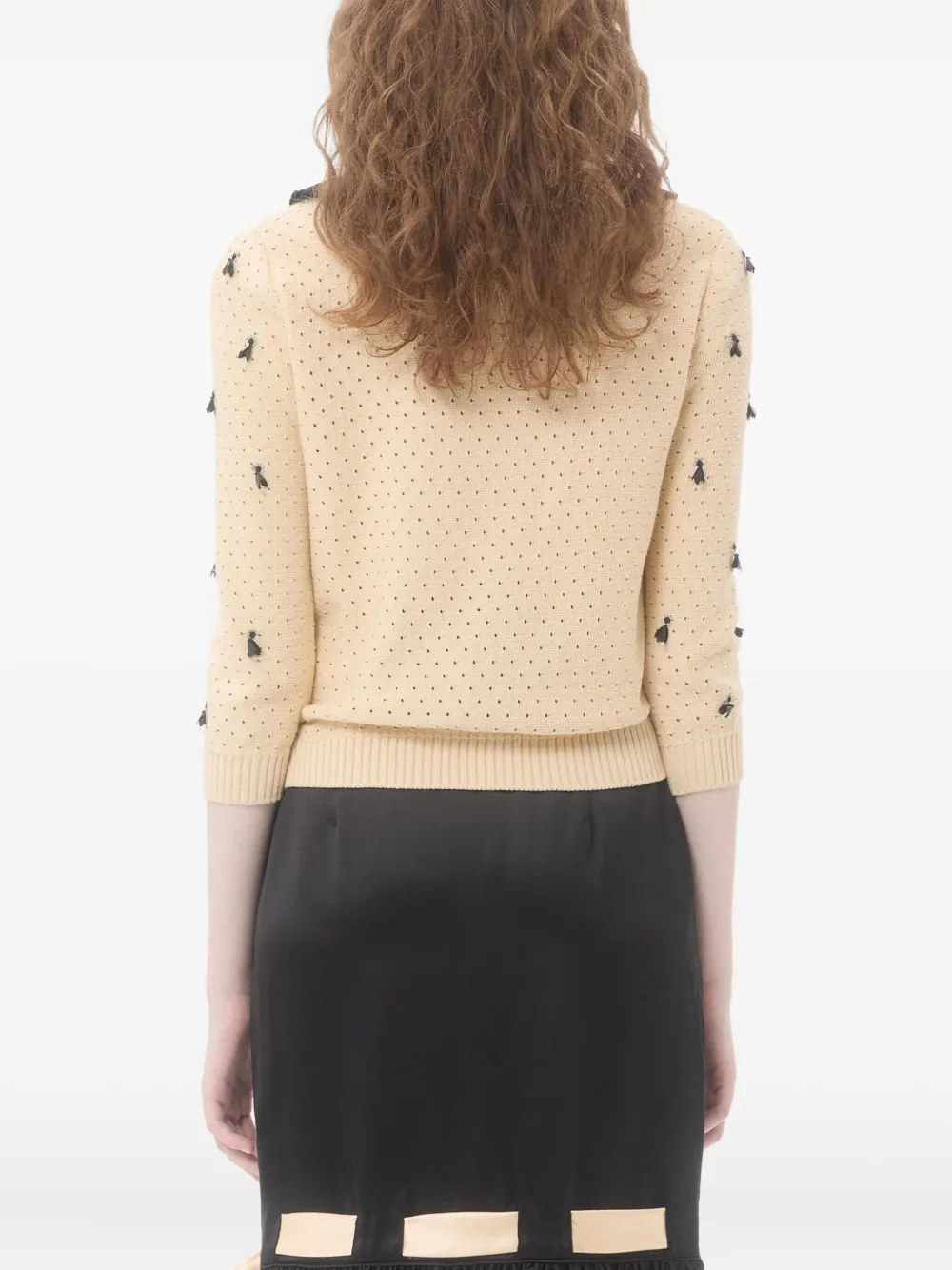 Valentino Garavani Vest met ruchekraag en borduurwerk Beige