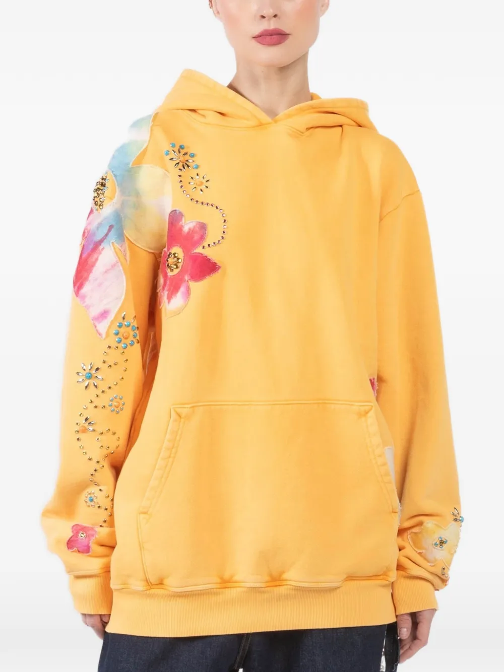 cout de la liberte Killian floral-patches hoodie - Giallo
