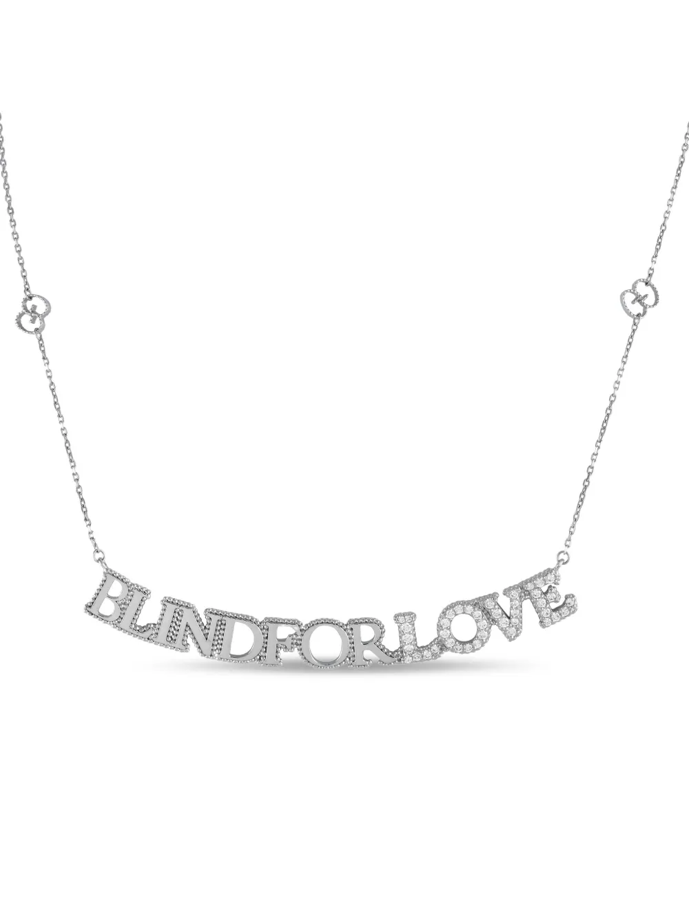 Pre-owned Gucci 18k White Gold Blind For Love Diamonds Necklace In Silver