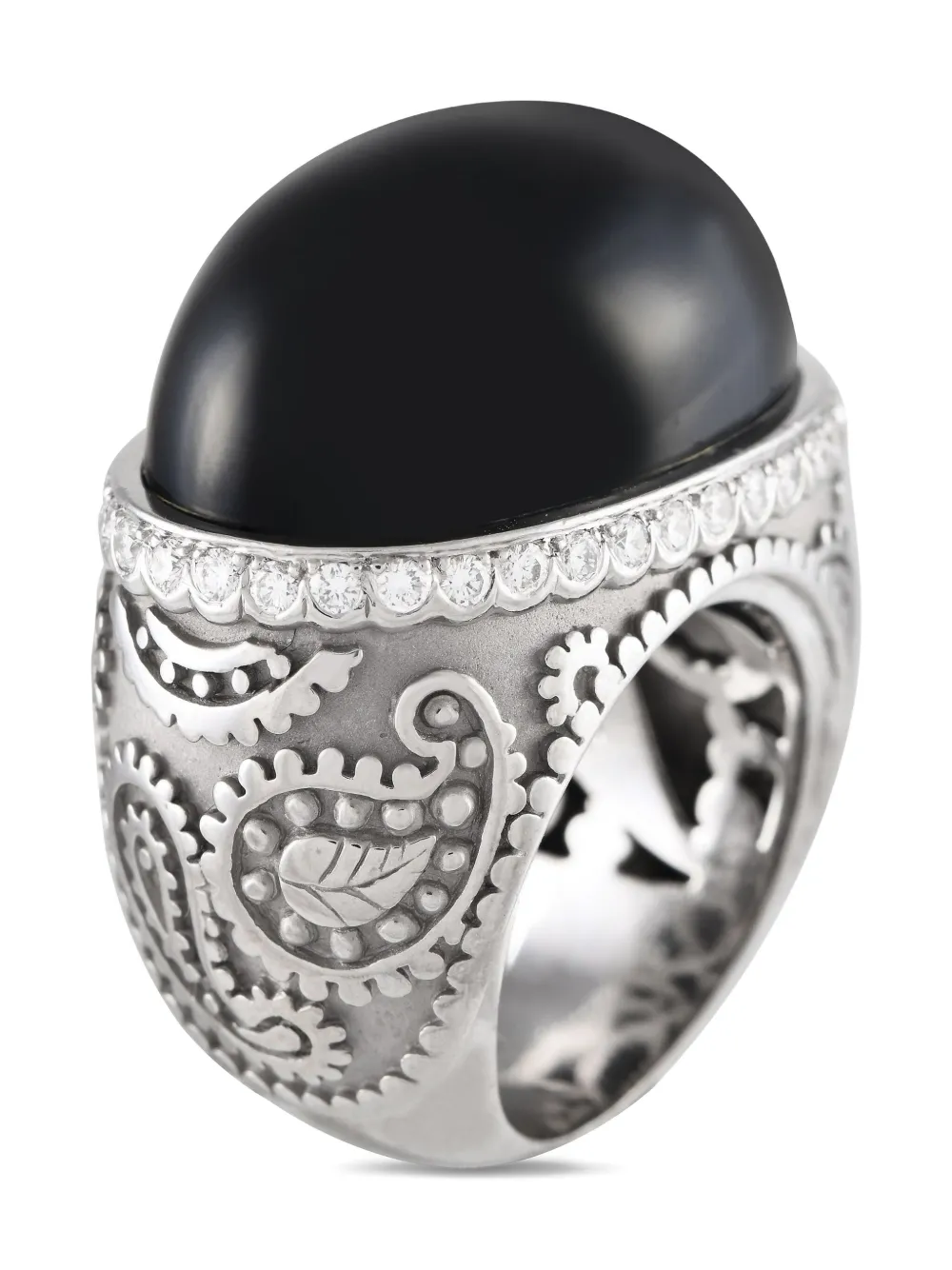 Carrera Y Carrera 18K white gold onyx and diamond ring - シルバートーン Carrera Y Carrera 18K white gold onyx and diamond ring - シルバートーン