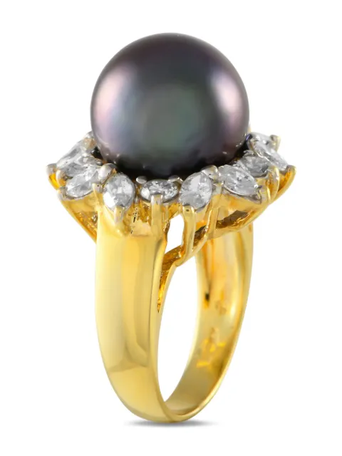 LB Exclusive anillo en oro amarillo de 18kt con diamantes y perla de Tahití
