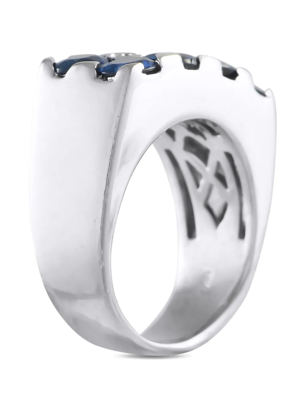 Pre-owned Lb Exclusive 18k White Gold Diamond And Sapphire Ring In Silver