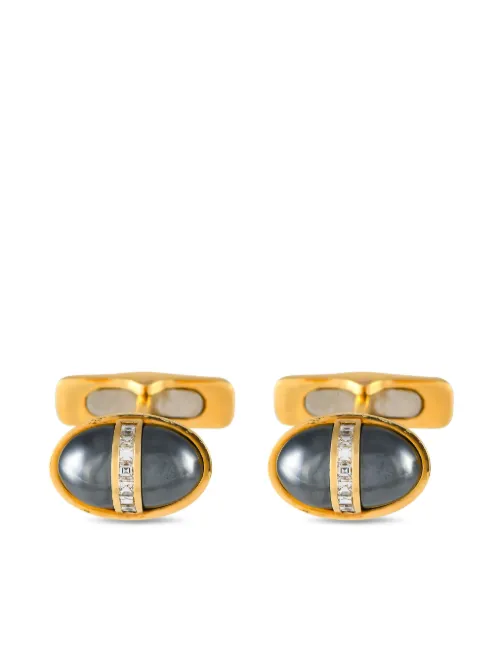 Boutons de manchette en or 18ct sertis d'hématite et de diamants - Bvlgari Pre-Owned - Modalova